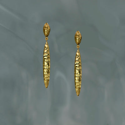 Photo of Gold Long Drop Stud Earrings