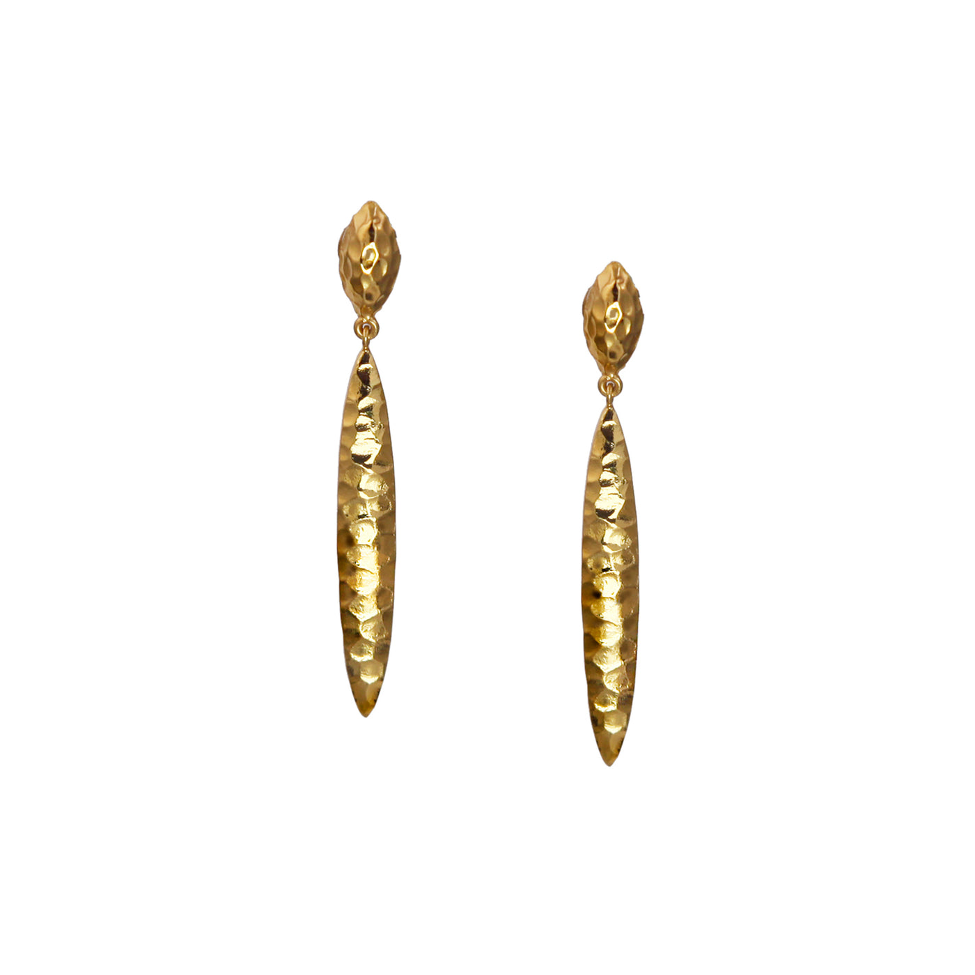 Gold Long Drop Stud Earrings