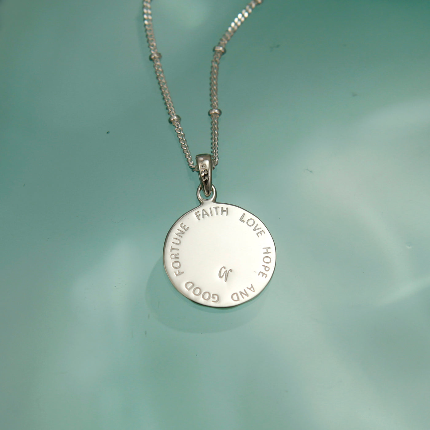 Silver Four-Leaf Clover Necklace Reverse Message