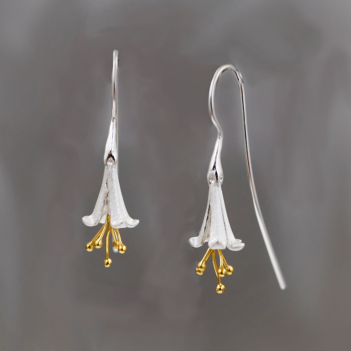 Image of Fuchsia Flower Earring In Silver