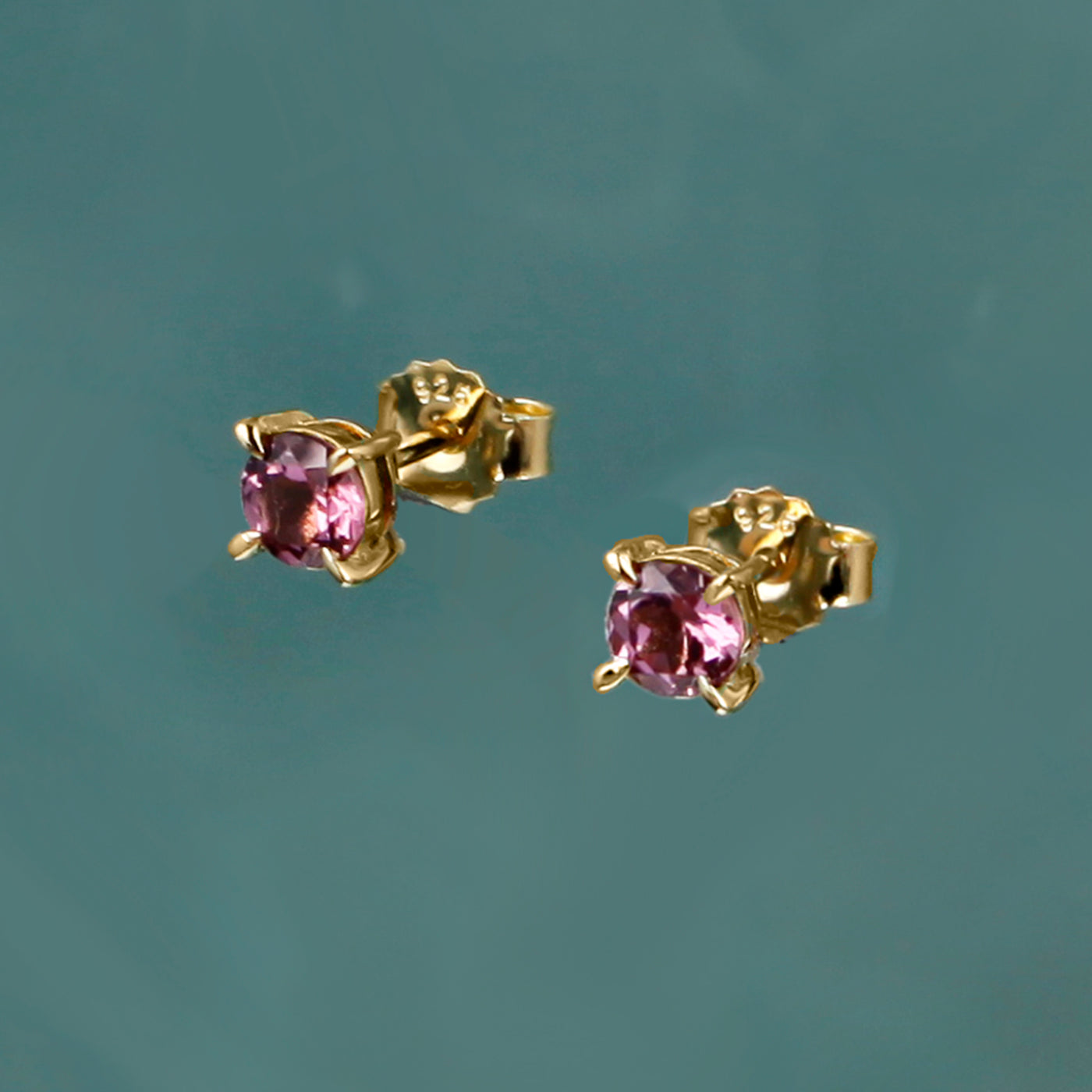 Photo of Gold Rhodolite Garnet Stud Earrings