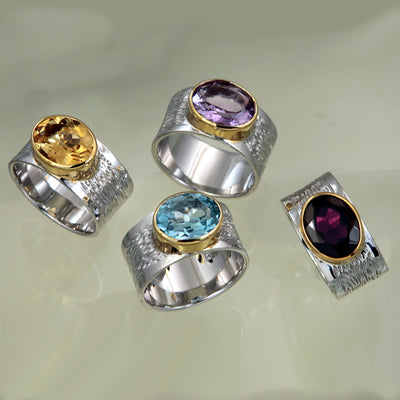 Silver And 18Ct Gold Vermeil Ring With Amethyst