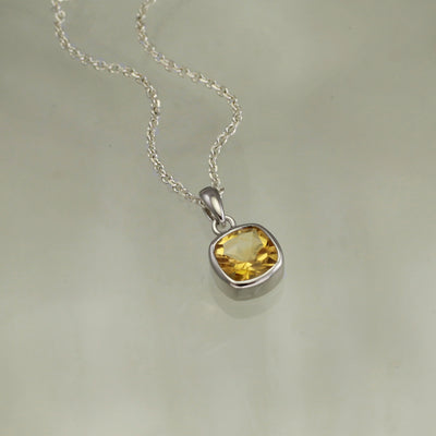 Image of Silver and Citrine Pendant Necklace