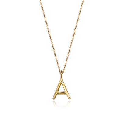 Gold Initial Letter A Pendant Necklace