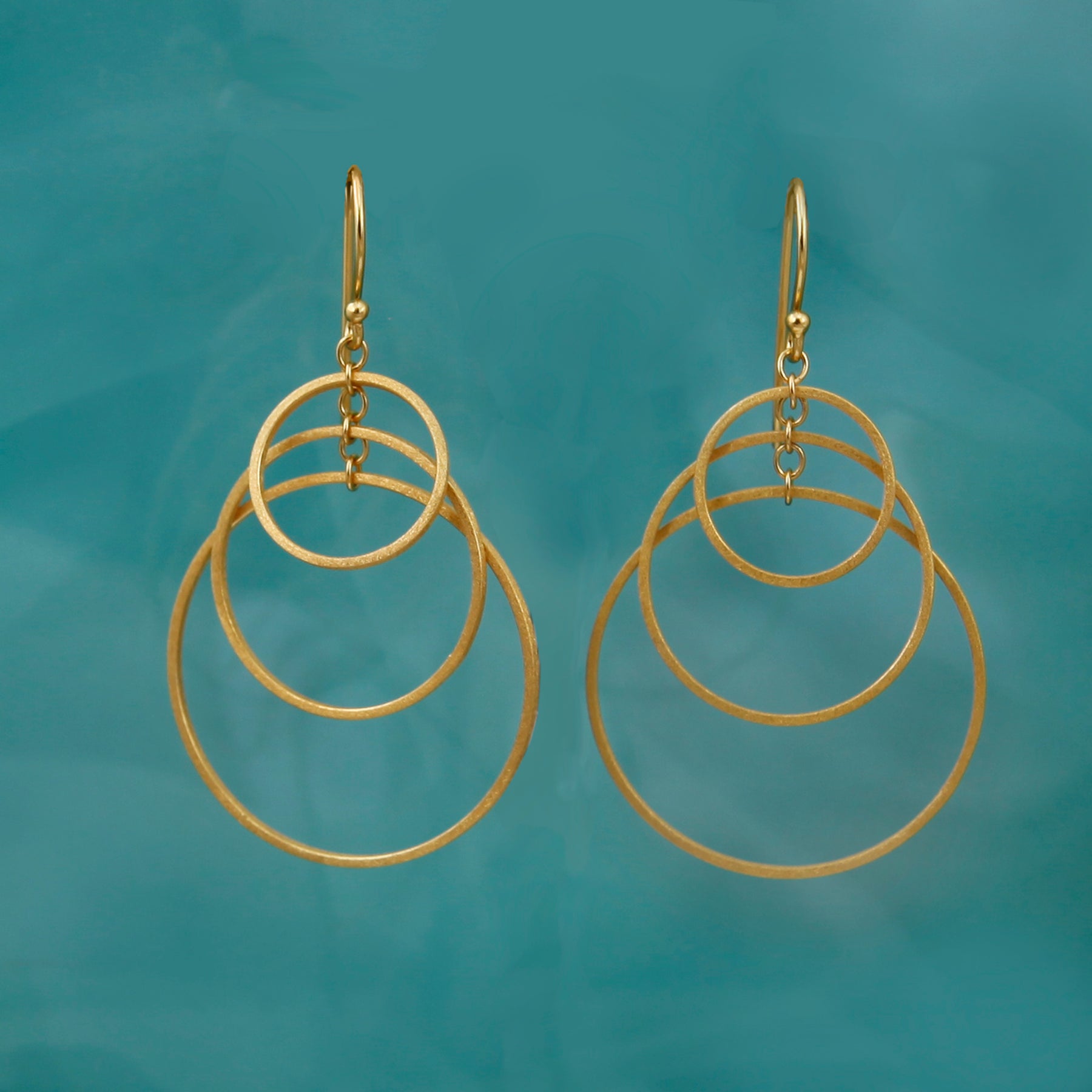 Triple Hoop Matte Gold Earrings Christin Ranger Jewellery