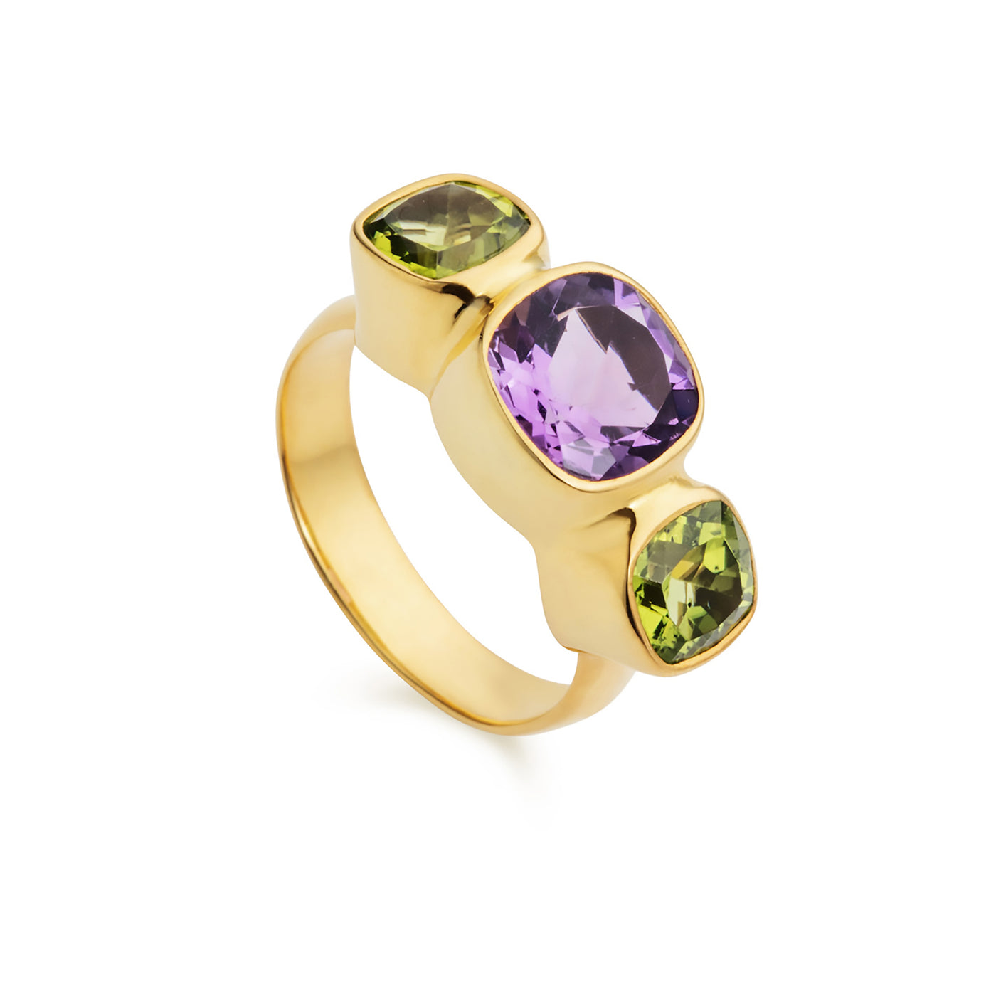 Amethyst and Peridot Gold Vermeil Ring