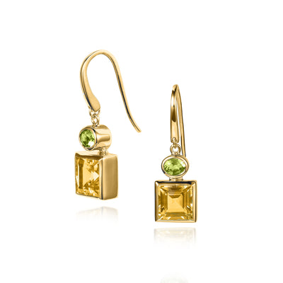 Citrine & Peridot Gold Dandelion Earrings
