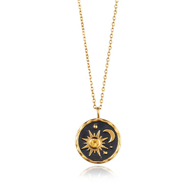 Photo of Heaven-Sent Sun & Moon Pendant in Polished Gold