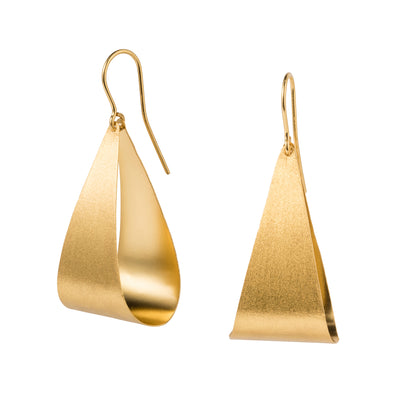 image of Large Pear Drop Golden Hoop Earrings
