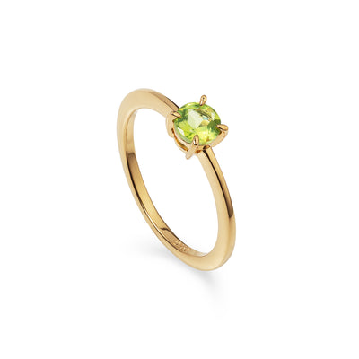 Peridot Solitaire Ring In 18K Gold Vermeil