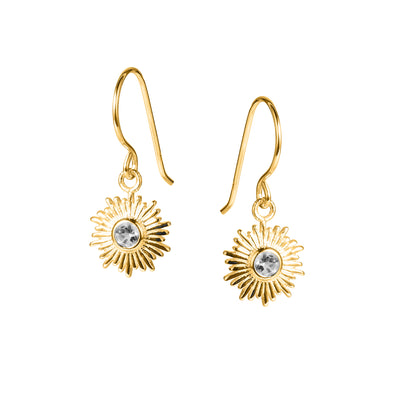 Photo of Gold and White Topaz Sun Earrings