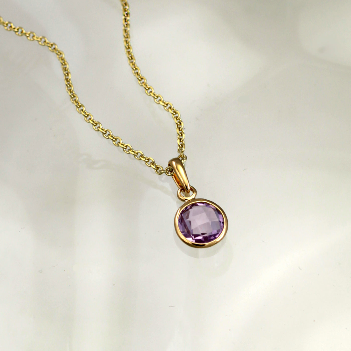 Image of Gold Amethyst Pendant Necklace