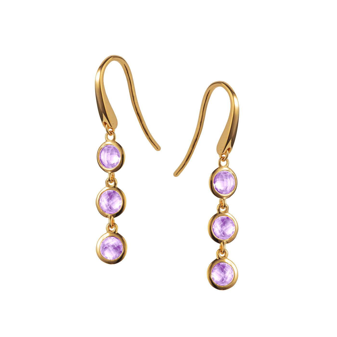 Photo of Gold and Amethyst Triple Drop Earrings