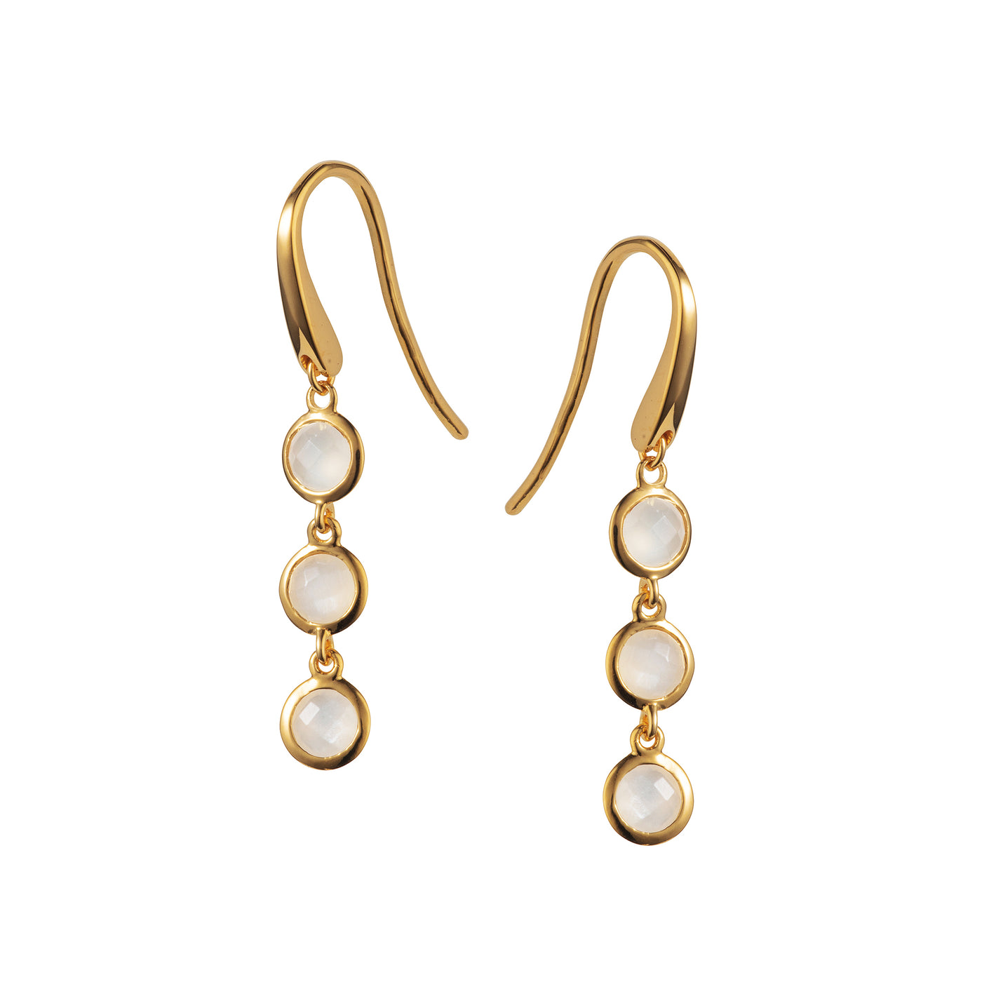 Image of Gold and Moonstone Triple Drop Earrings