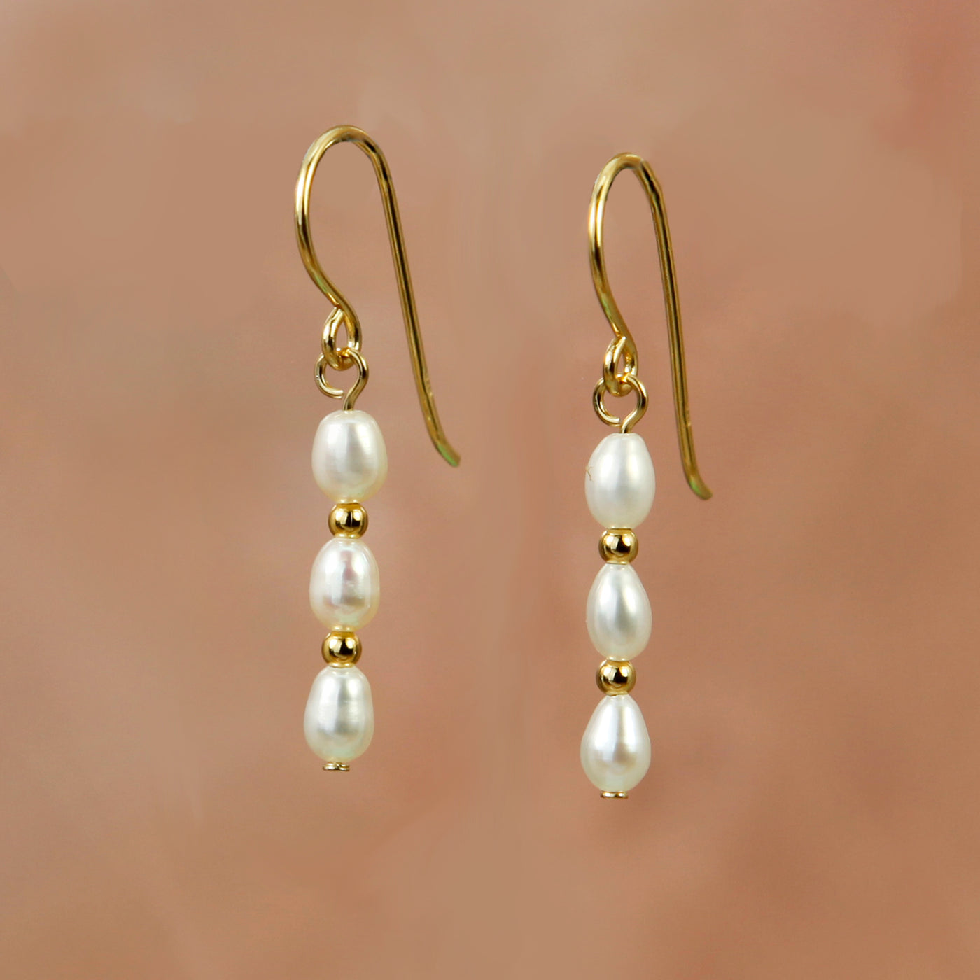 Image of Gold Freshwater Pearl Hook Earrings