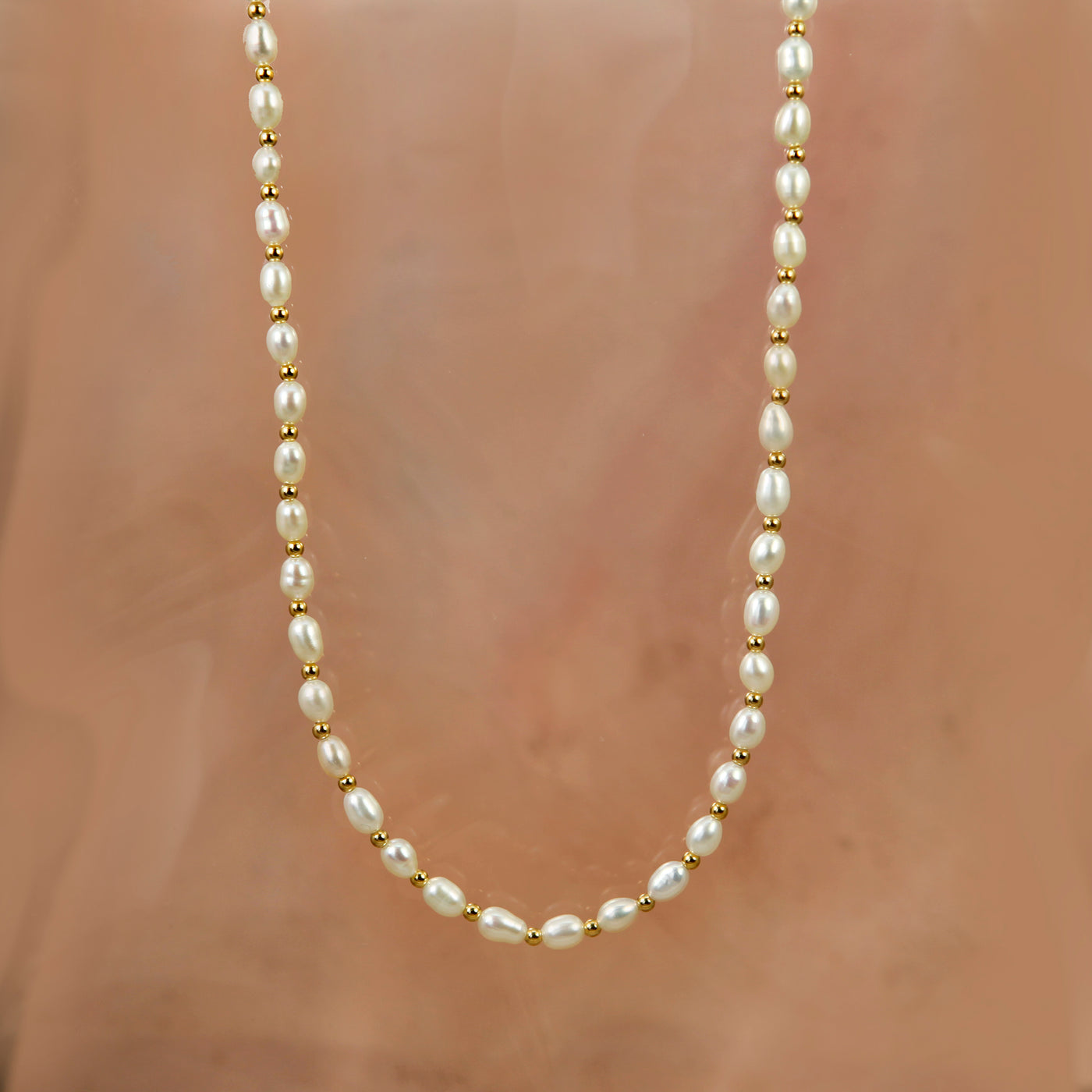 Photo of Gold Freshwater Pearl Beaded Necklace