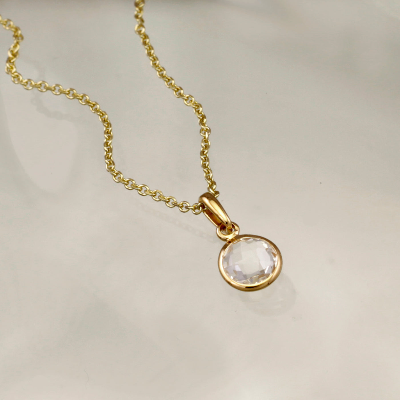 Image of Gold and White Topaz Pendant Necklace