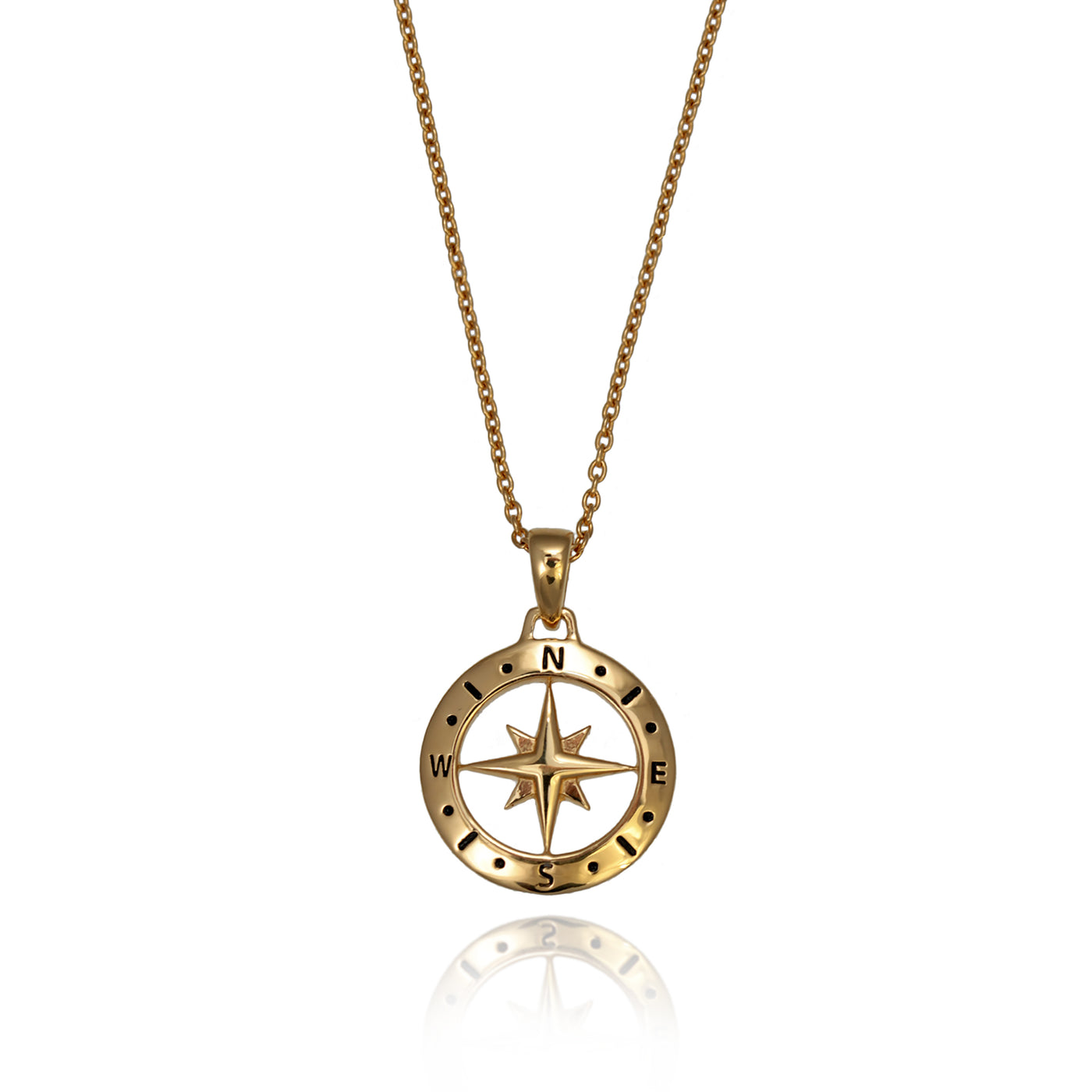 Image Gold Compass Necklace Pendant