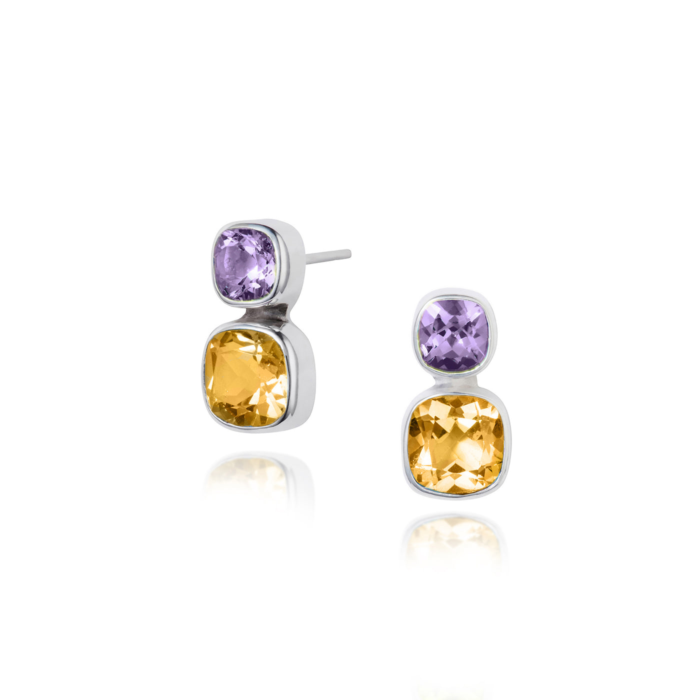 Photo of  Citrine and Amethyst Silver Stud Earrings