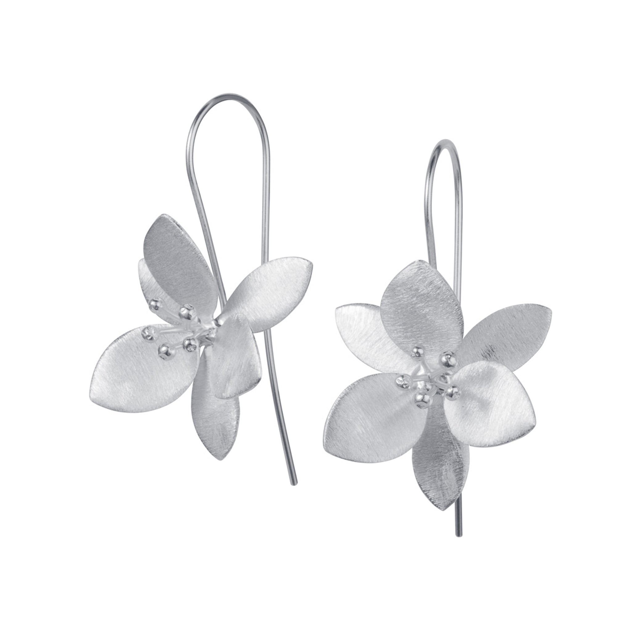 Large Silver Flower Drop Earrings Christin Ranger Jewellery