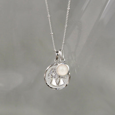 Silver Zodiac Necklace - Gemini with Birthstone