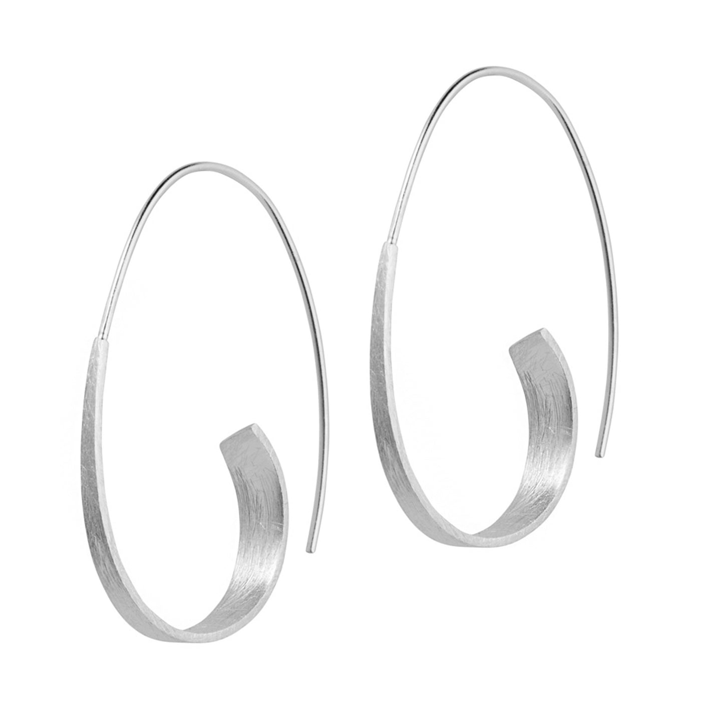 Photo of Silver Long Curl Hoop Earrings