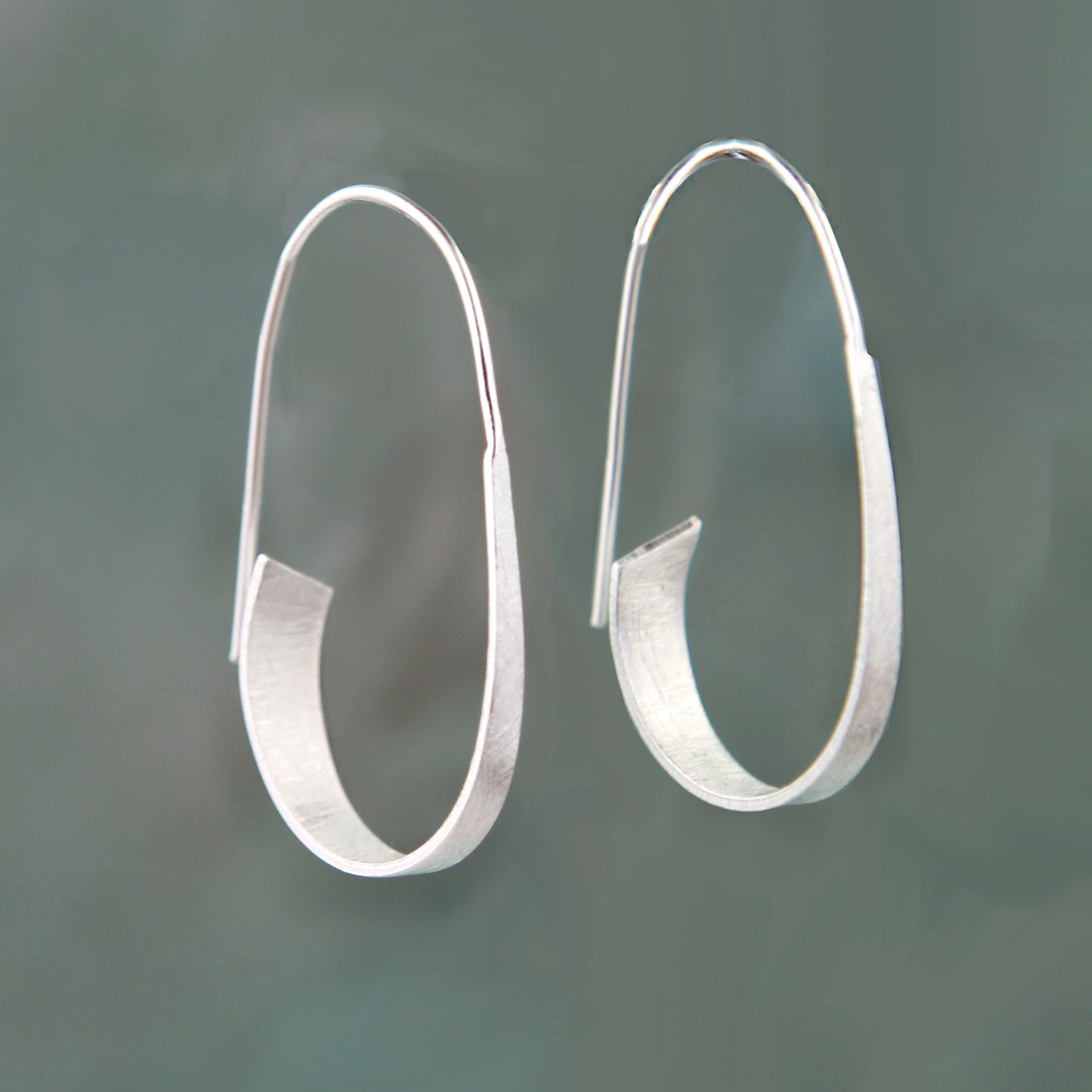 Image of Silver Long Curl Hoop Earrings