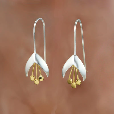 Image of New Snowdrop Silver & Gold Flower Earrings