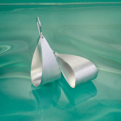 Image of Large Pear Drop Silver Hoop Earrings