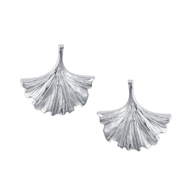Gingko Leaf Silver Stud Earrings