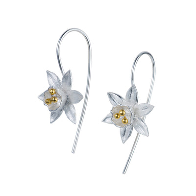 Image of Daffodil Silver & Gold Flower Earring