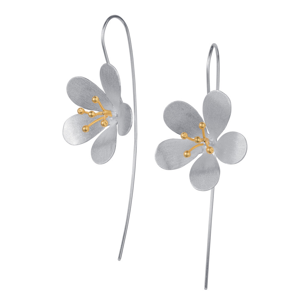 Large Silver & Gold Flower Earrings