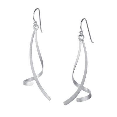 Long Dangly Silver Hook Earrings