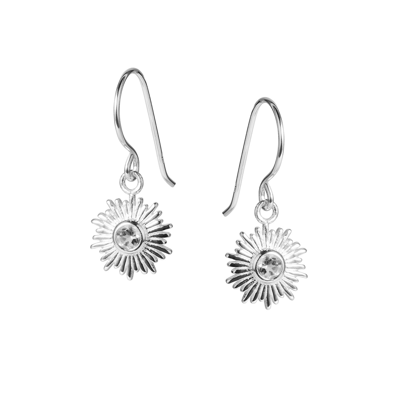 Photo fo Silver and White Topaz Sun Earrings