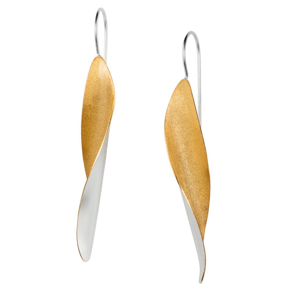 Geometric Long Drop Earring In Silver And Gold Christin Ranger