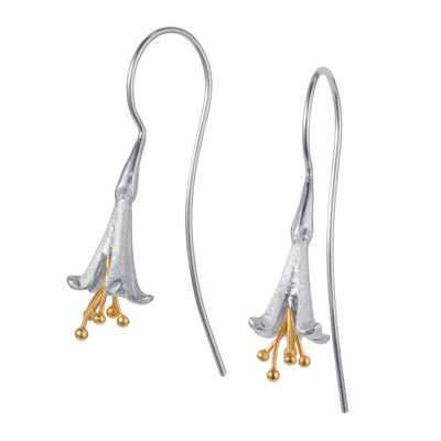 Fuchsia Silver & Gold Flower Earrings