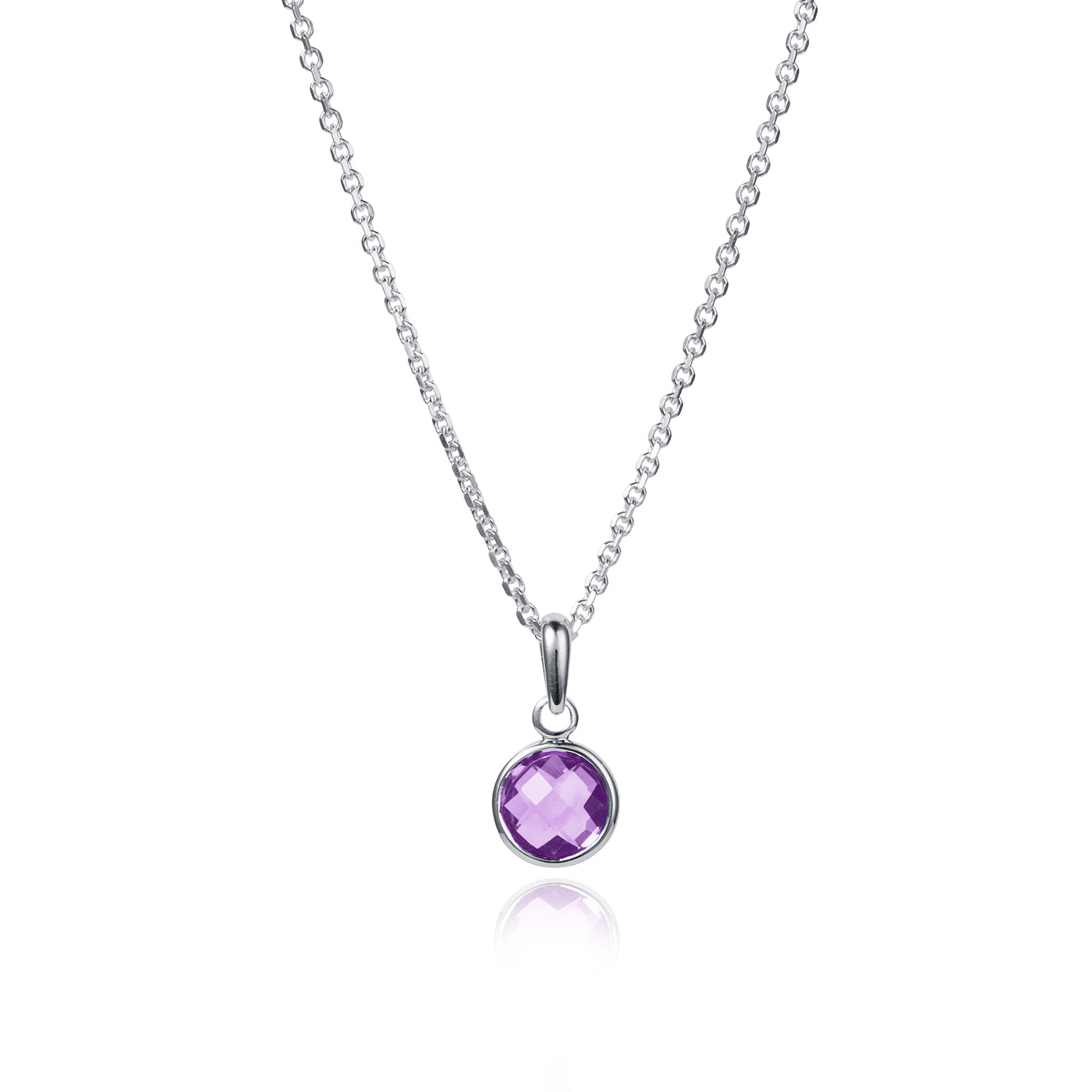 Image of Round Amethyst and Silver Pendant