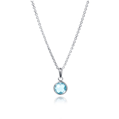 Product Shot of Silver and Blue Topaz Maya Pendant