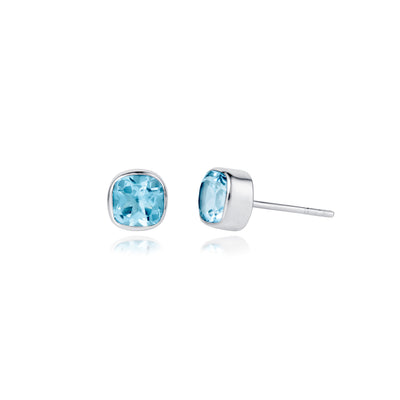 Image of Blue Topaz Silver Stud Earrings