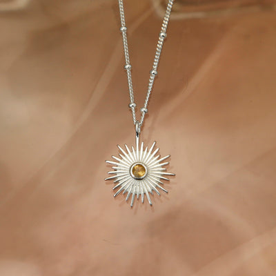 Image of Silver and Citrine Sun Necklace