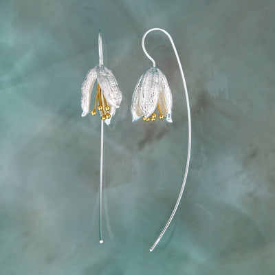 Image of Silver Magnolia Flower Earrings