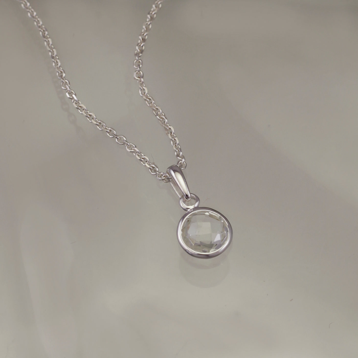 Image of Silver and White Topaz Pendant Necklace
