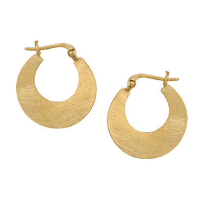 Small Matte Gold Plated Silver Hoop Earrings