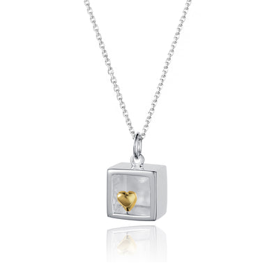 Silver Heart of Gold Pendant Necklace