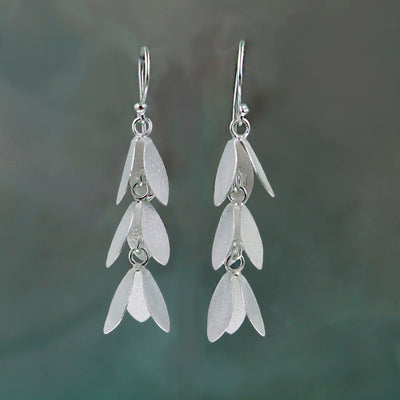 Image of Silver Catkin Flower Earrings