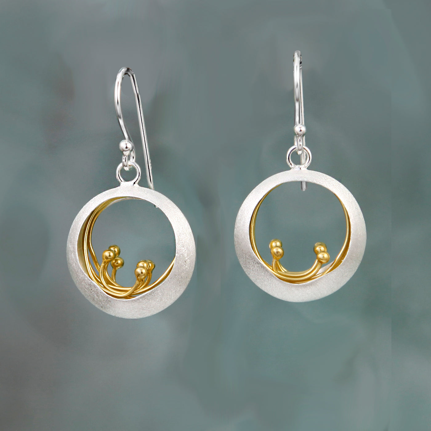 Image of Little Water Feature Silver & Gold Earrings