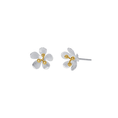 Photo of Daisy Silver & Gold Flower Stud Earrings