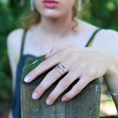 Model Wearing Silver Tanzanite Wrap Ring
