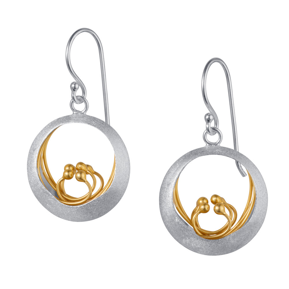 Round Silver & Gold Earrings