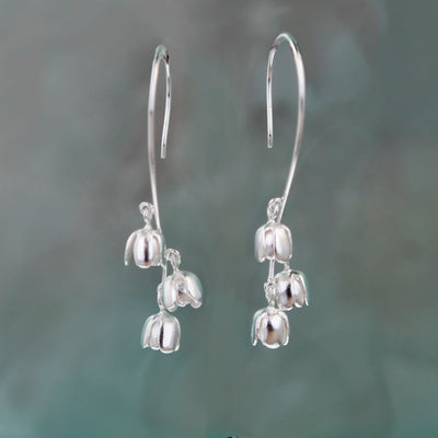 Image of Silver Lily of the Valley Flower Earrings